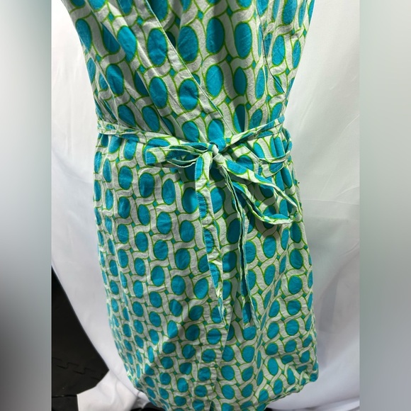 Gretchen Scott Designs Wrap Mini Dress Blue and Green Small Pretty for Summer - Picture 8 of 8